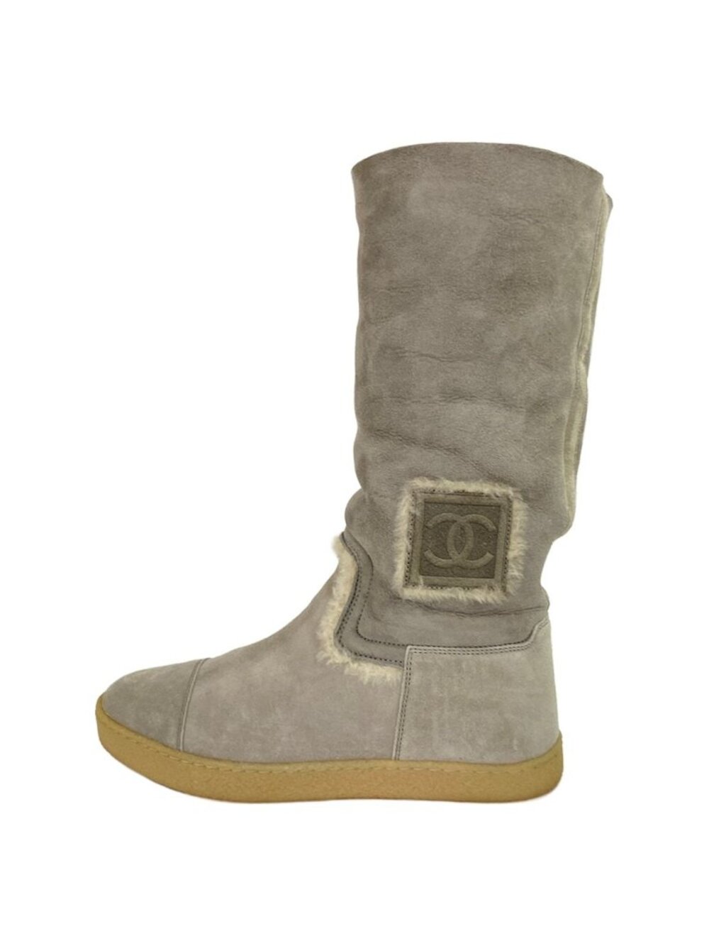 Chanel Boots Gray Sports Line Shearling